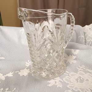 Small pitcher.Anchor Hocking pressed glass, pineapple pattern.